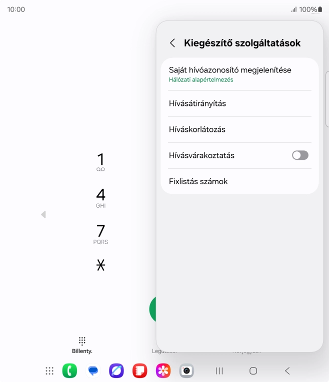 Kattints a „Hívásvárakoztatás” melletti csúszkára a funkció be- vagy kikapcsolásához.