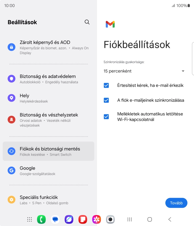 Nyisd le a „Szinkronizálás gyakorisága:” alatt legördülő menüt.