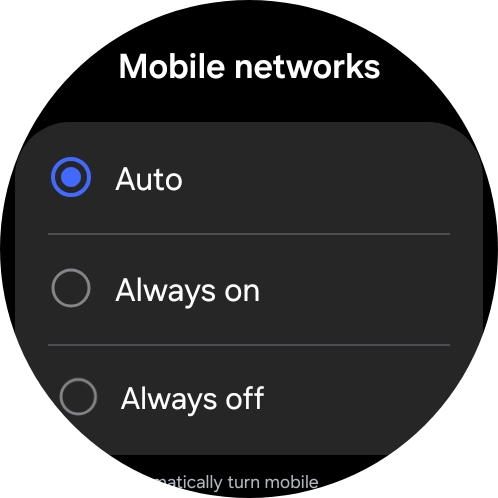 Press the required setting for mobile data usage.
