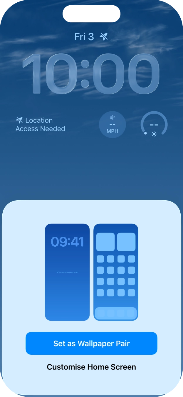 To use the same colour theme on the home screen, press Set as Wallpaper Pair. To use the same colour theme on the home screen, press Set as Wallpaper Pair.