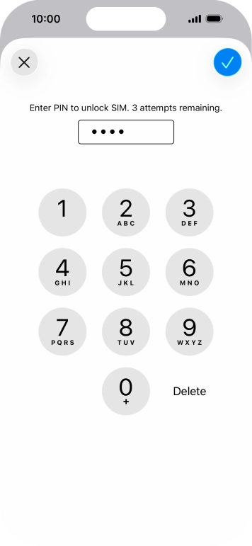 Key in your SIM PIN and press the confirm icon. The default SIM PIN is 0000.
