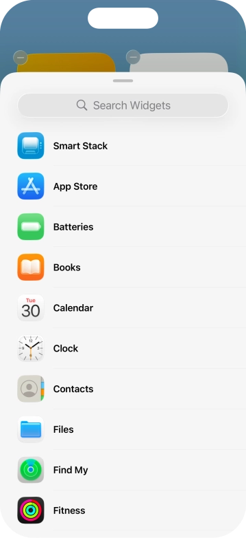 Press the required widget. Press the required widget.