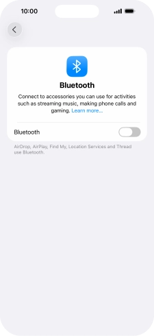 Press the indicator next to 'Bluetooth' to turn on the function.