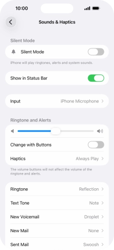 Press the indicator next to 'Silent Mode' to turn the function on or off.