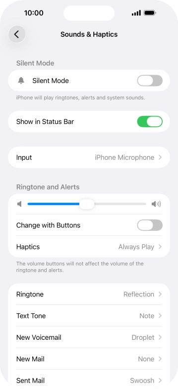 Press the indicator next to 'Silent Mode' to turn the function on or off.