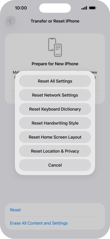 Press Reset All Settings.
