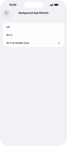 To turn off background refresh of apps, press Off.
