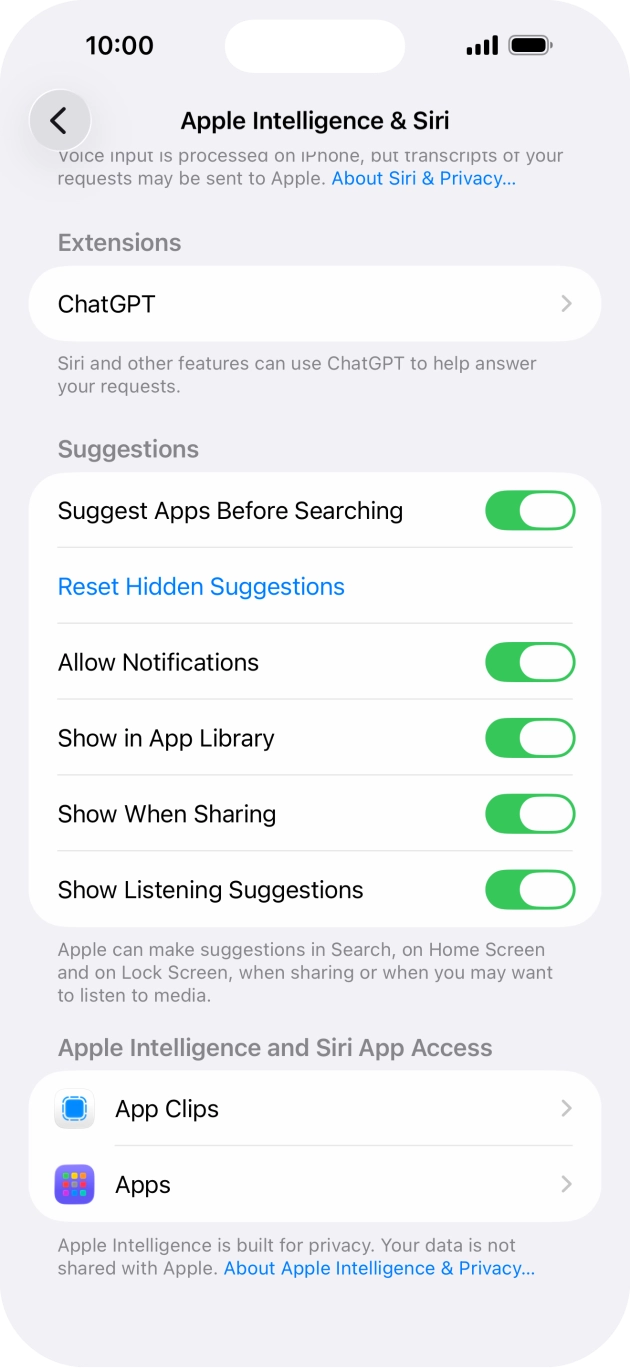 Press ChatGPT and follow the instructions on the screen to turn use of ChatGPT on or off. Press ChatGPT and follow the instructions on the screen to turn use of ChatGPT on or off.