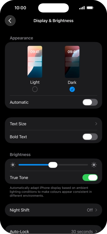 Press the indicator next to 'Automatic' to turn the function on or off.
