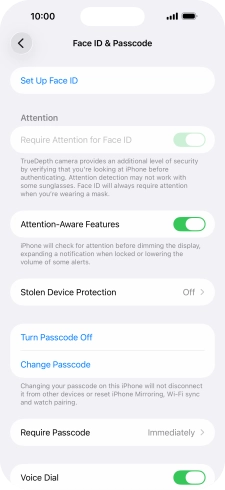 Press Turn Passcode Off and key in the lock code.