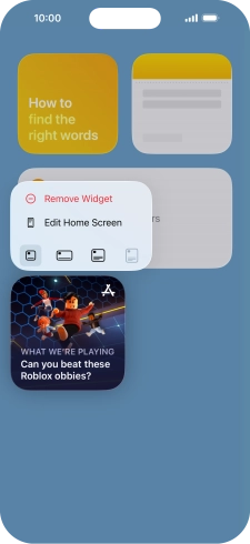 Press Remove Widget.