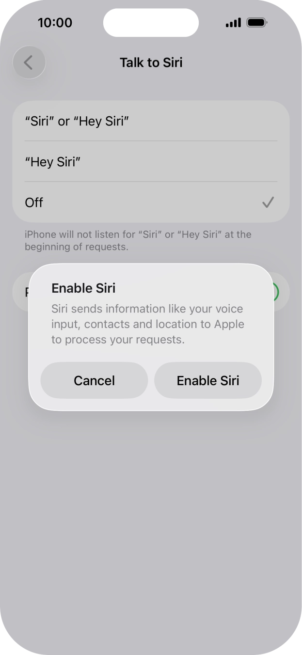 Press Enable Siri. Press Enable Siri.