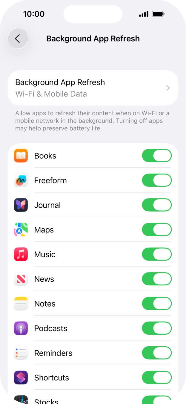 Press Background App Refresh. Press Background App Refresh.