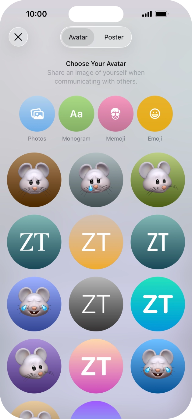 Press the required category and follow the instructions on the screen to select and save the required picture to your Contact Poster.