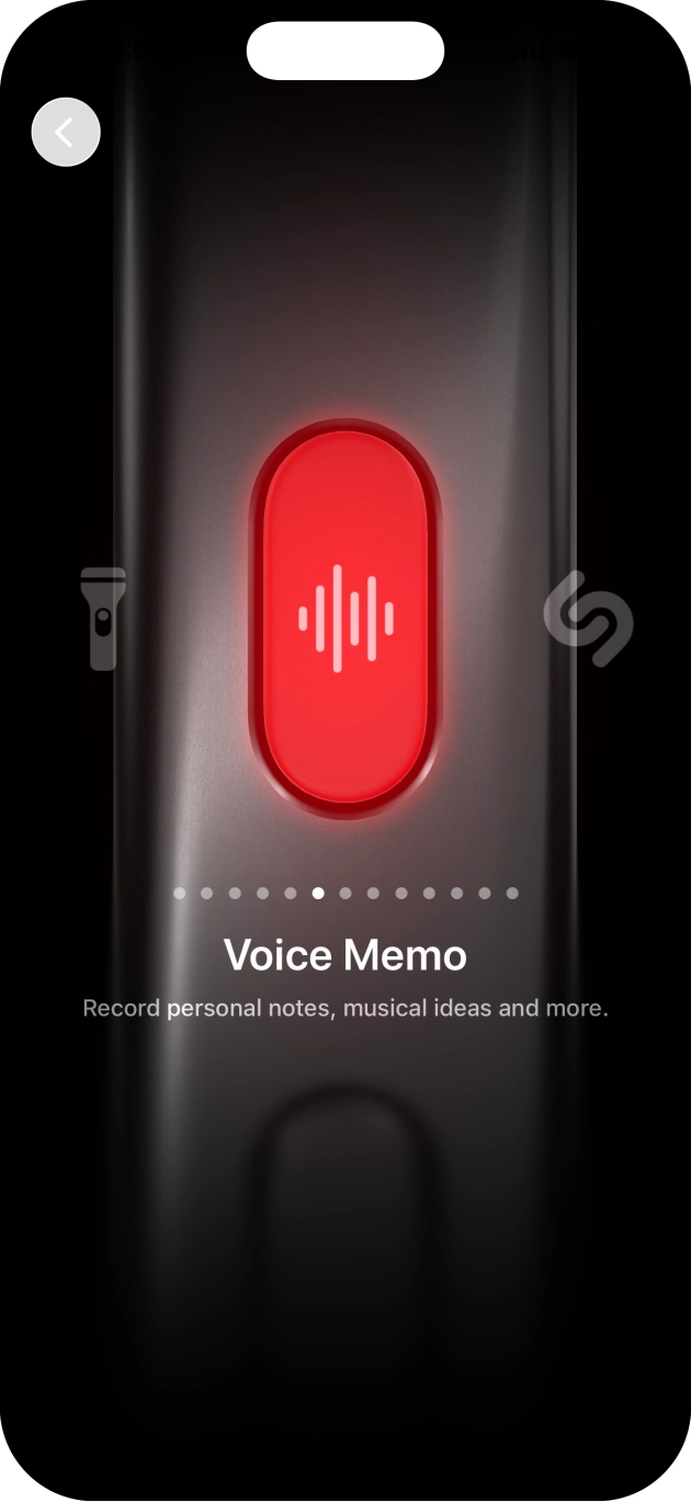 Slide your finger right or left on the screen to select the required function.