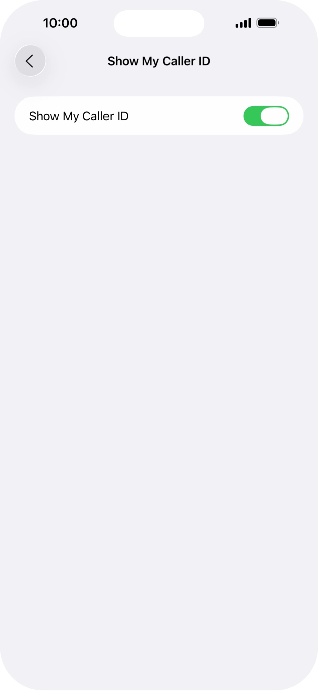 Press the indicator next to 'Show My Caller ID' to turn the function on or off. Press the indicator next to 'Show My Caller ID' to turn the function on or off.