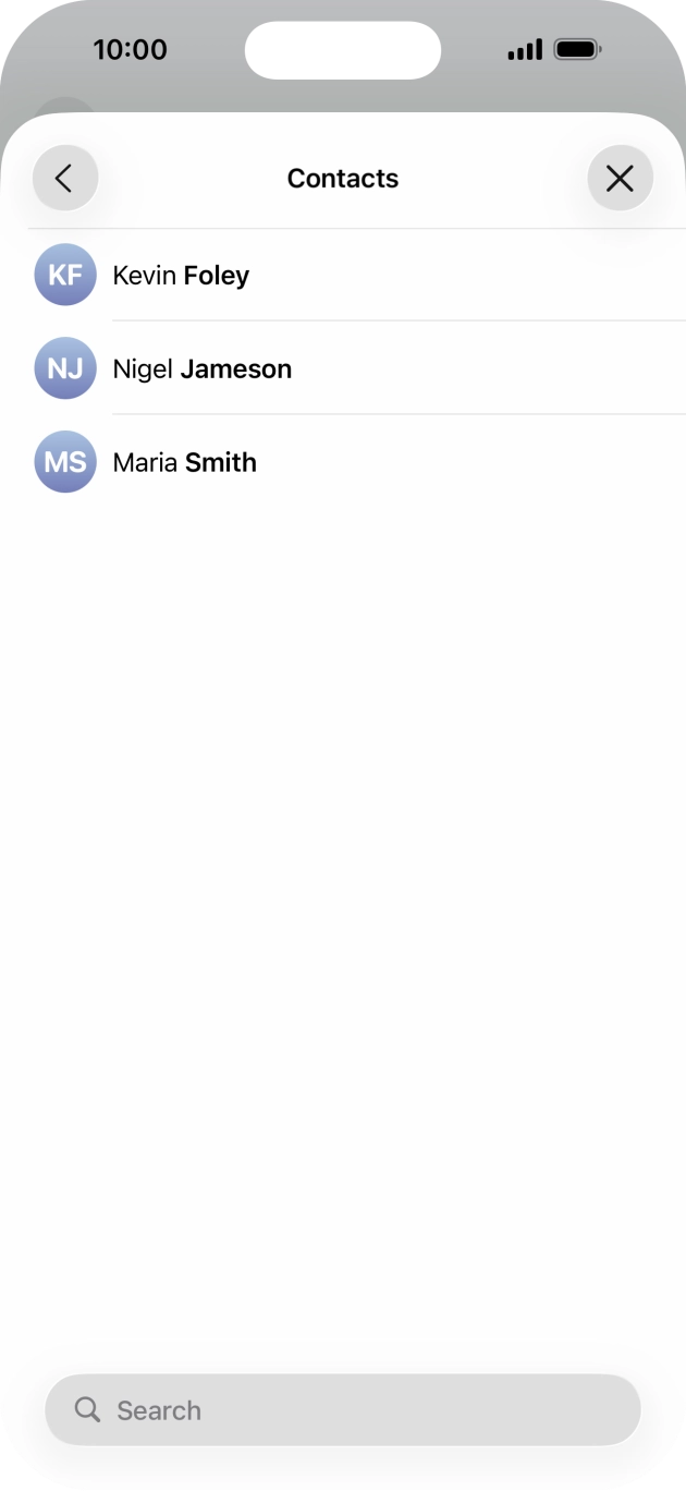 Press the required contact. Press the required contact.