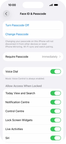 Press Turn Passcode Off and key in the lock code.