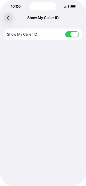 Press the indicator next to 'Show My Caller ID' to turn the function on or off.