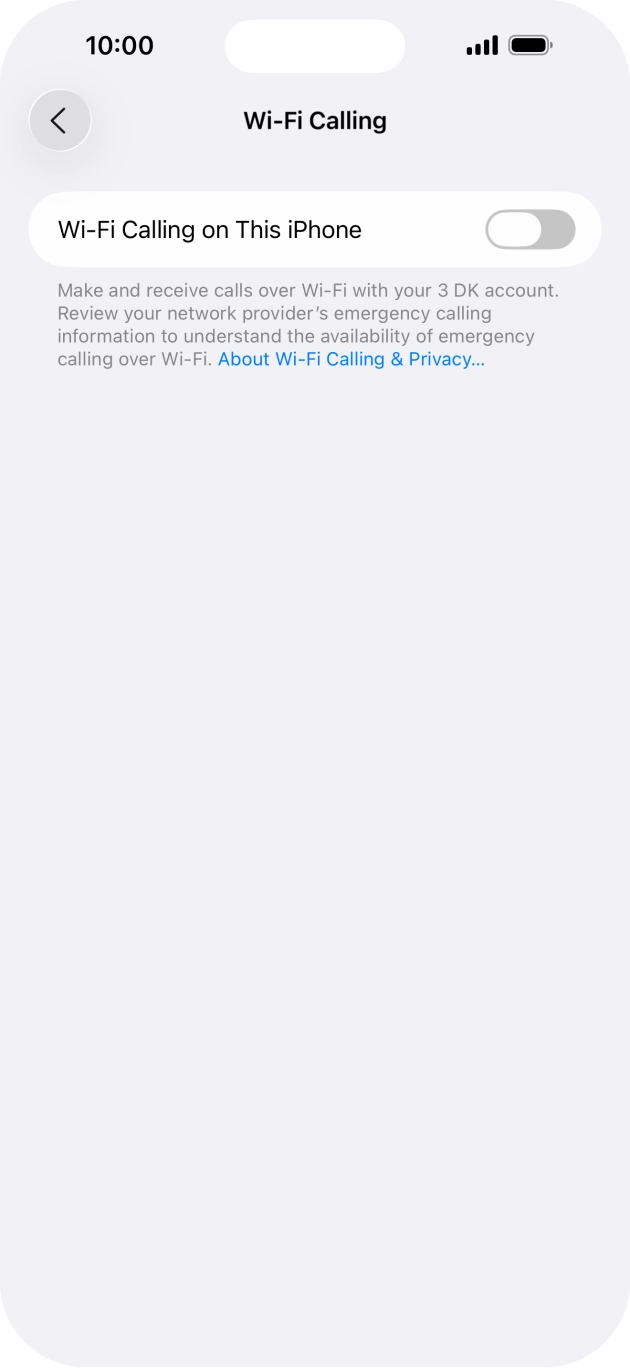 Press the indicator next to 'Wi-Fi Calling on This iPhone' to turn the function on or off.