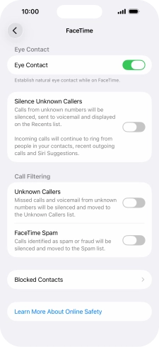 Press Blocked Contacts.