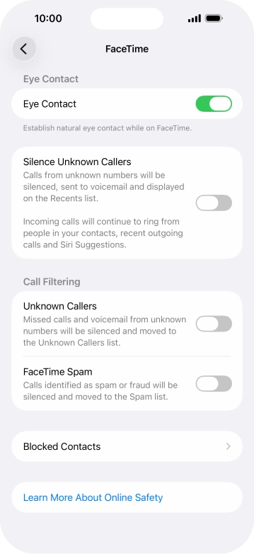 Press Blocked Contacts. Press Blocked Contacts.