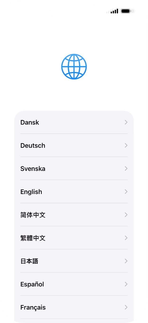 Press the required language.