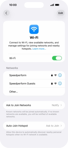 Press the required WiFi network and key in the password for the WiFi network.