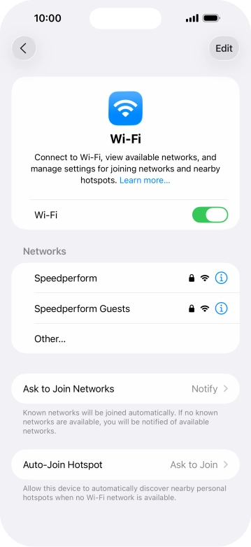 Press the required WiFi network and key in the password for the WiFi network.
