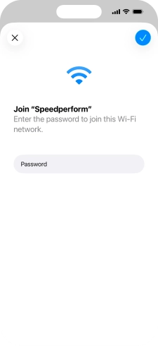 Key in the password for the WiFi network and press the confirm icon.