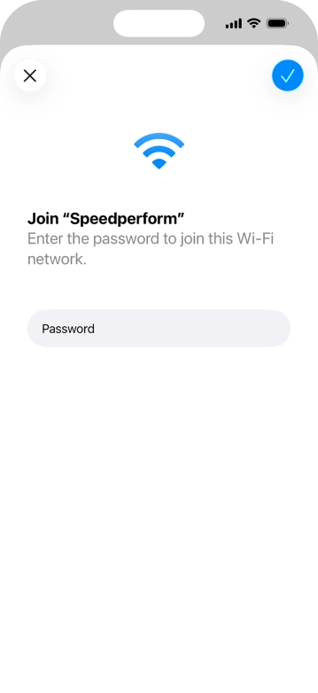 Key in the password for the WiFi network and press the confirm icon. Key in the password for the WiFi network and press the confirm icon.