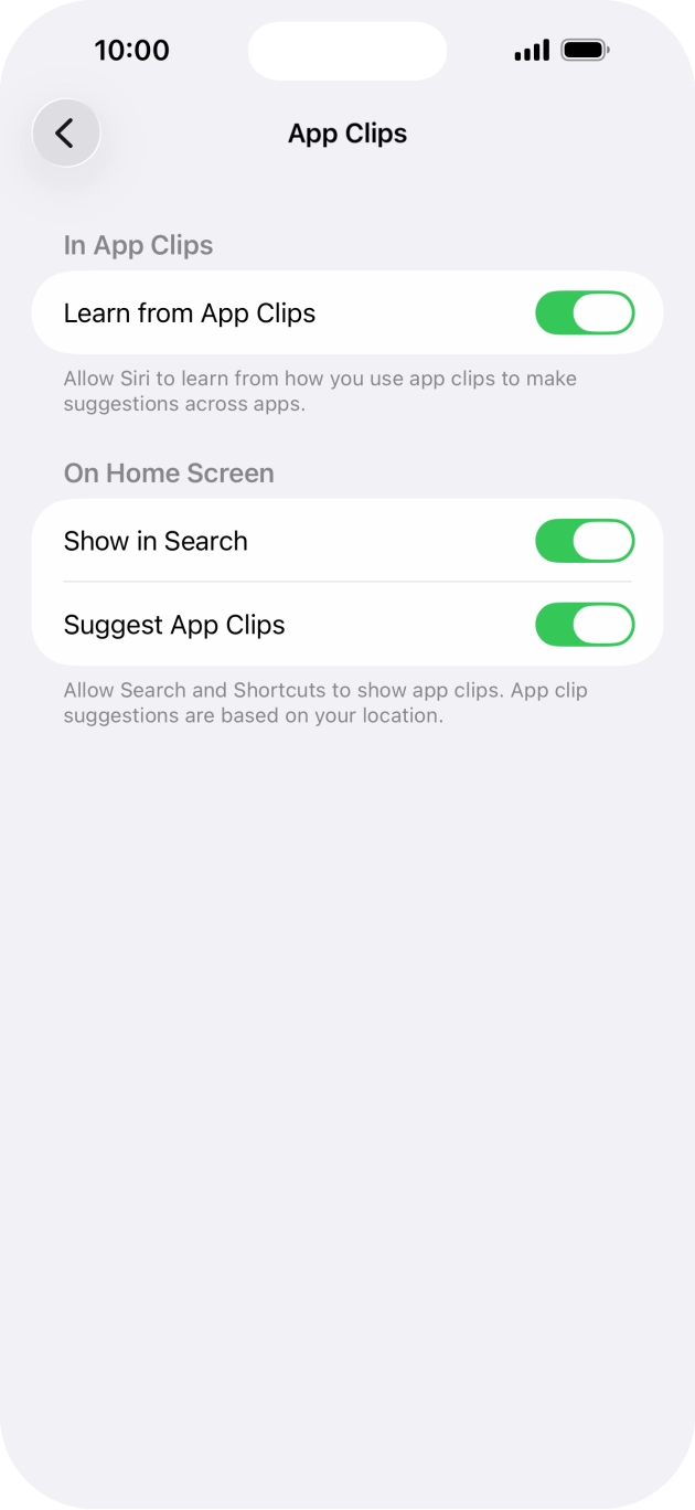 Press the indicators next to the required settings to turn them on or off. Press the indicators next to the required settings to turn them on or off.