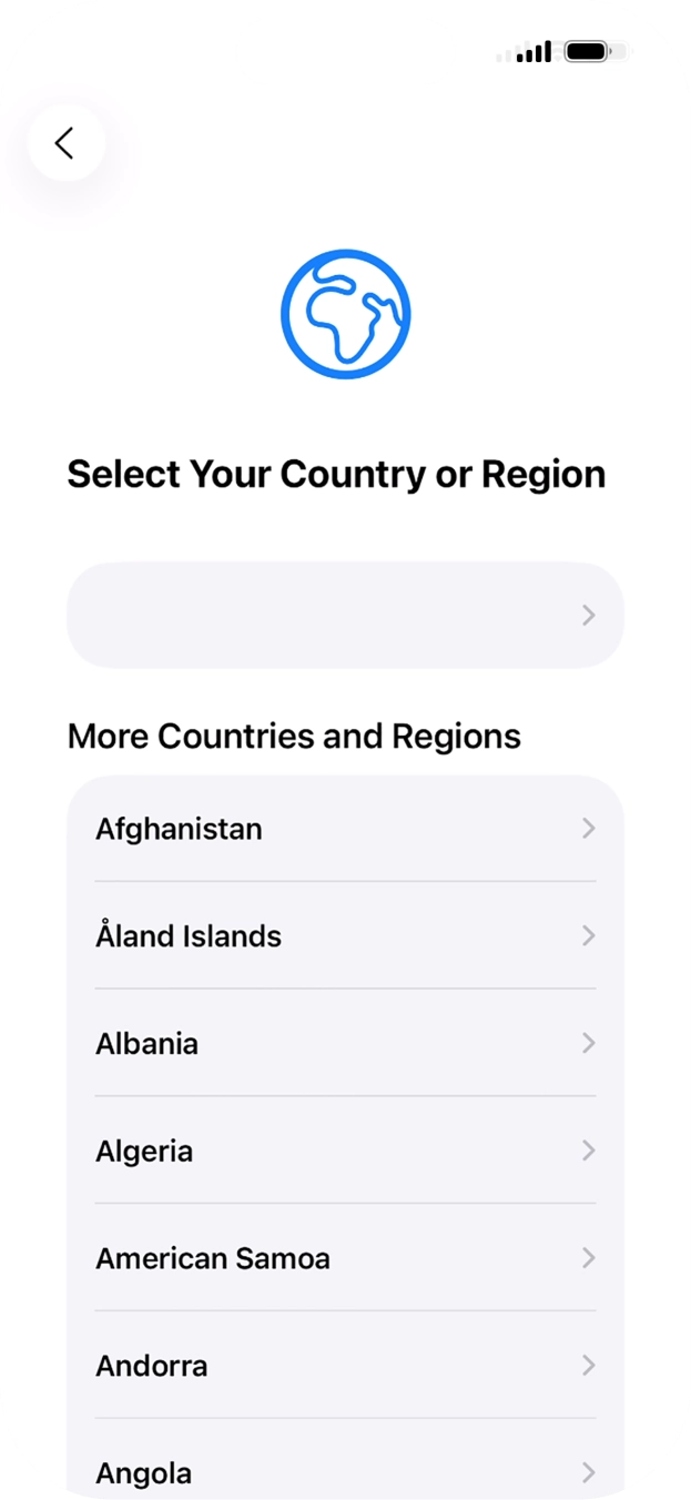 Press the required country or area.