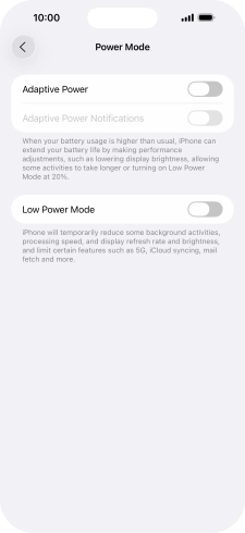 Press the indicator next to 'Adaptive Power' to turn on the function.