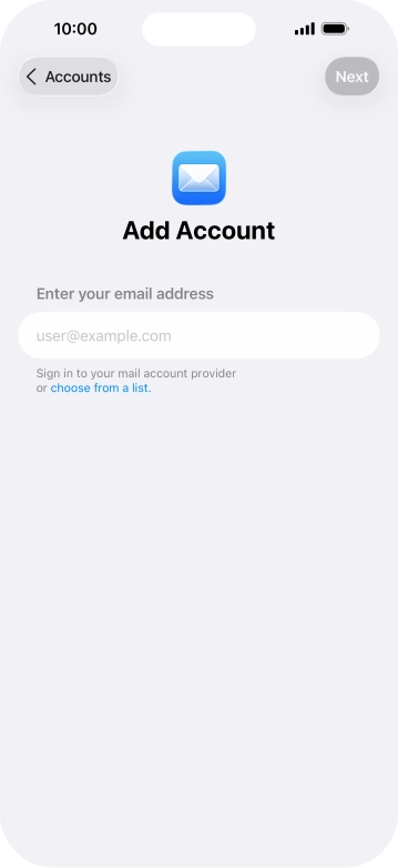 Press the field below 'Enter your email address' and key in your email address.