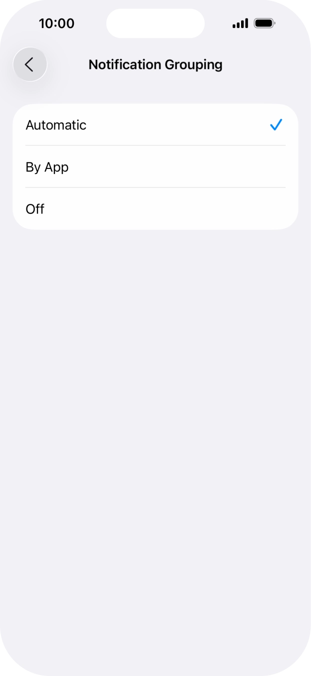 Press the required setting. Press the required setting.