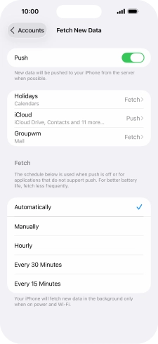 Press the indicator next to 'Push' to turn the function on or off.