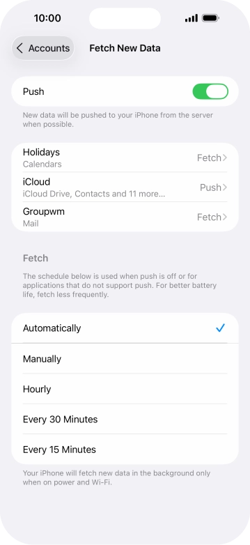 Press the indicator next to 'Push' to turn the function on or off.