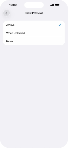 To select notification preview on the lock screen, press Always.