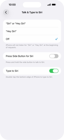 Press the indicator next to 'Press Side Button for Siri' to turn on the function.