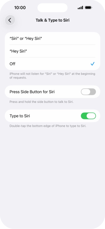 Press the indicator next to 'Press Side Button for Siri' to turn on the function.