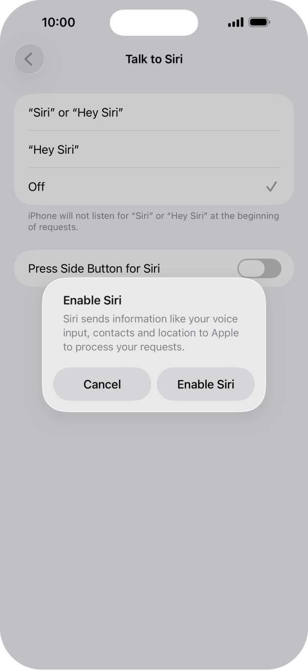 Press Enable Siri. Press Enable Siri.