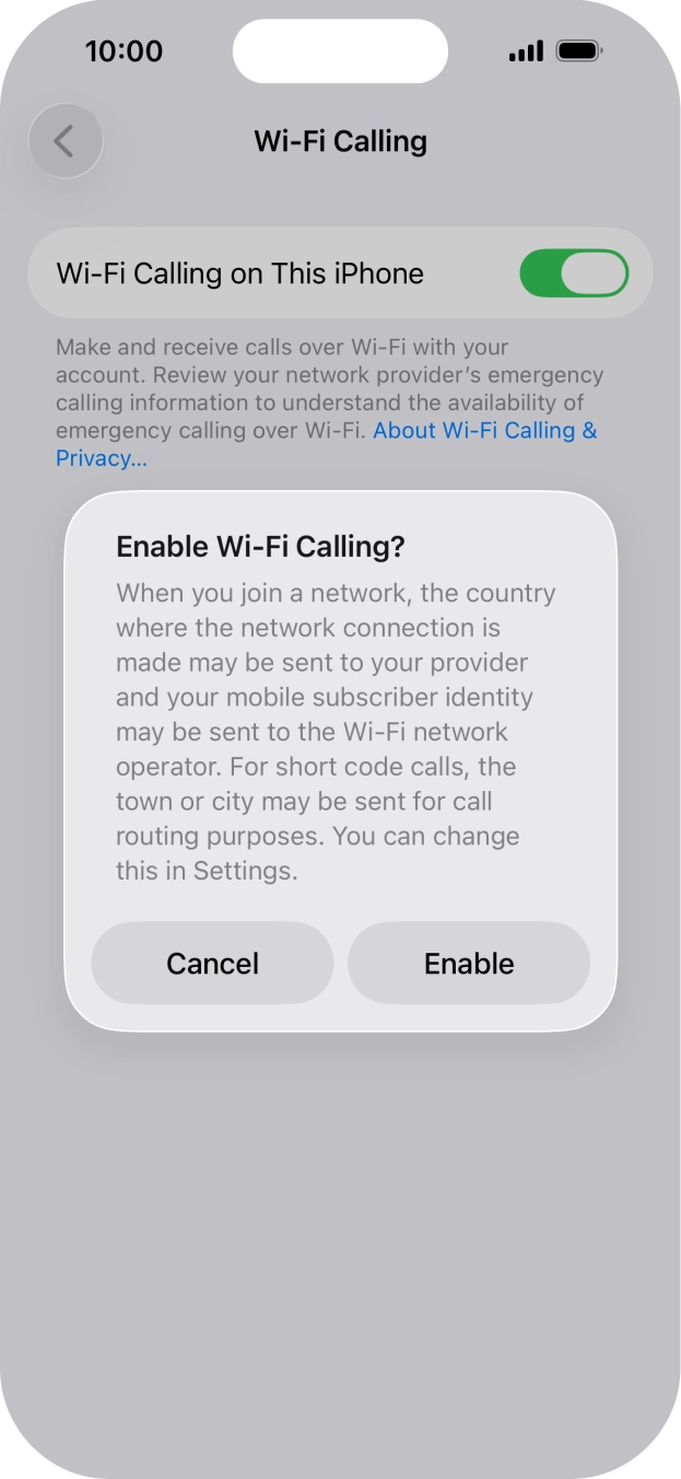 If you turn on the function, press Enable. If you turn on the function, press Enable.