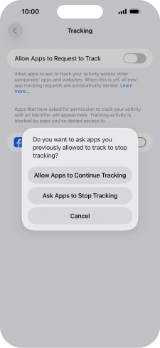 If you turn off the function, press the required setting.