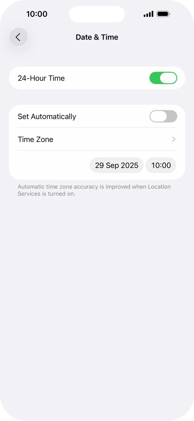 Press the indicator next to 'Set Automatically' to turn on the function.