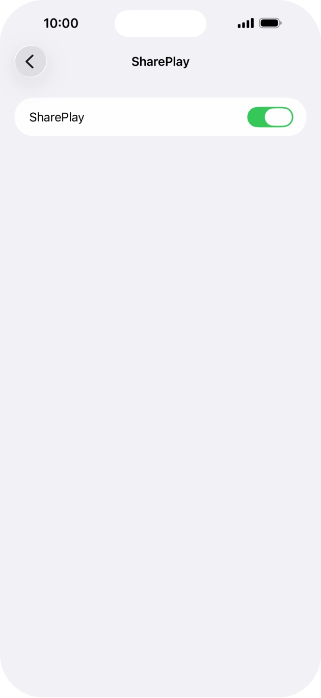 Press the indicator next to 'SharePlay' to turn the function on or off.