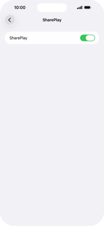Press the indicator next to 'SharePlay' to turn the function on or off.