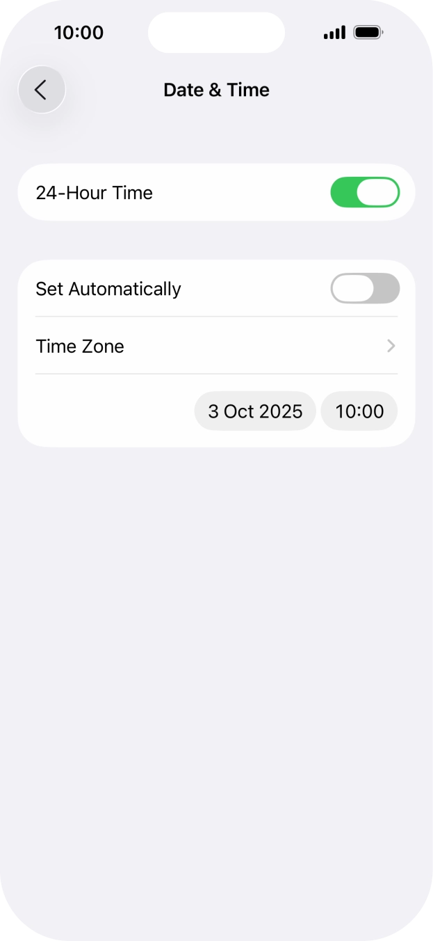 Press the indicator next to 'Set Automatically' to turn on the function.