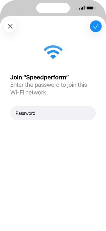 Key in the password for the WiFi network and press the confirm icon.