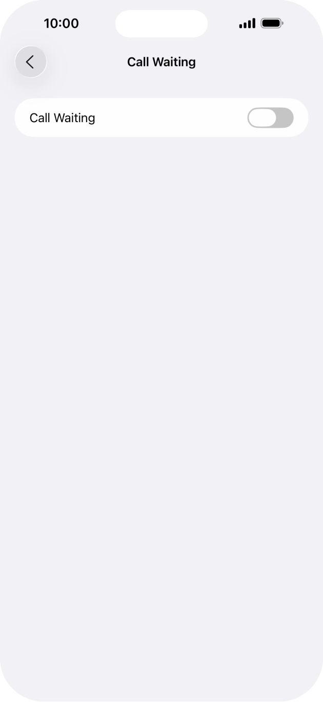 Press the indicator next to 'Call Waiting' to turn the function on or off.